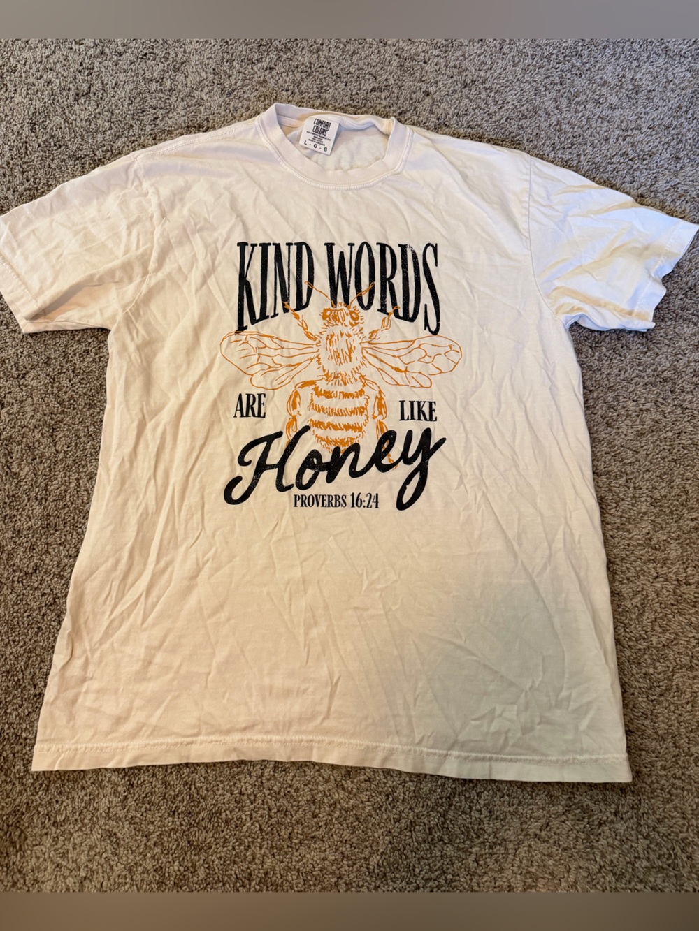 Christian Graphic Tee with Bee "Kind Words Are Like Honey"
